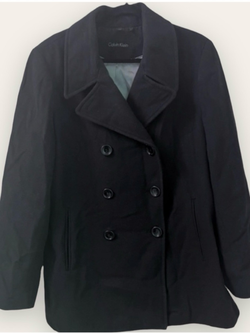 Calvin Klein Women's Black Double-Breasted Peacoat